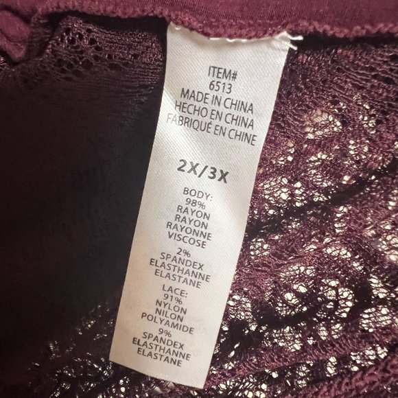 Rhonda Shear Women's Crochet Back Cardigan Wrap Top Solid Burgundy 2X 3X NWOT - Picture 6 of 8